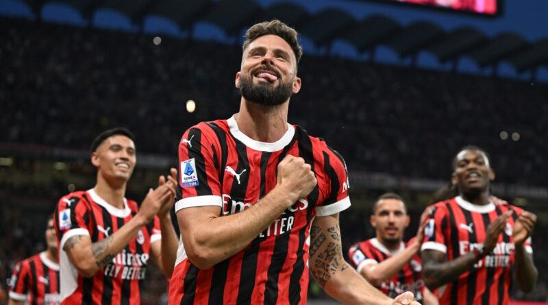 Olivier Giroud menyumbangkan gol pada laga terakhir bersama AC Milan